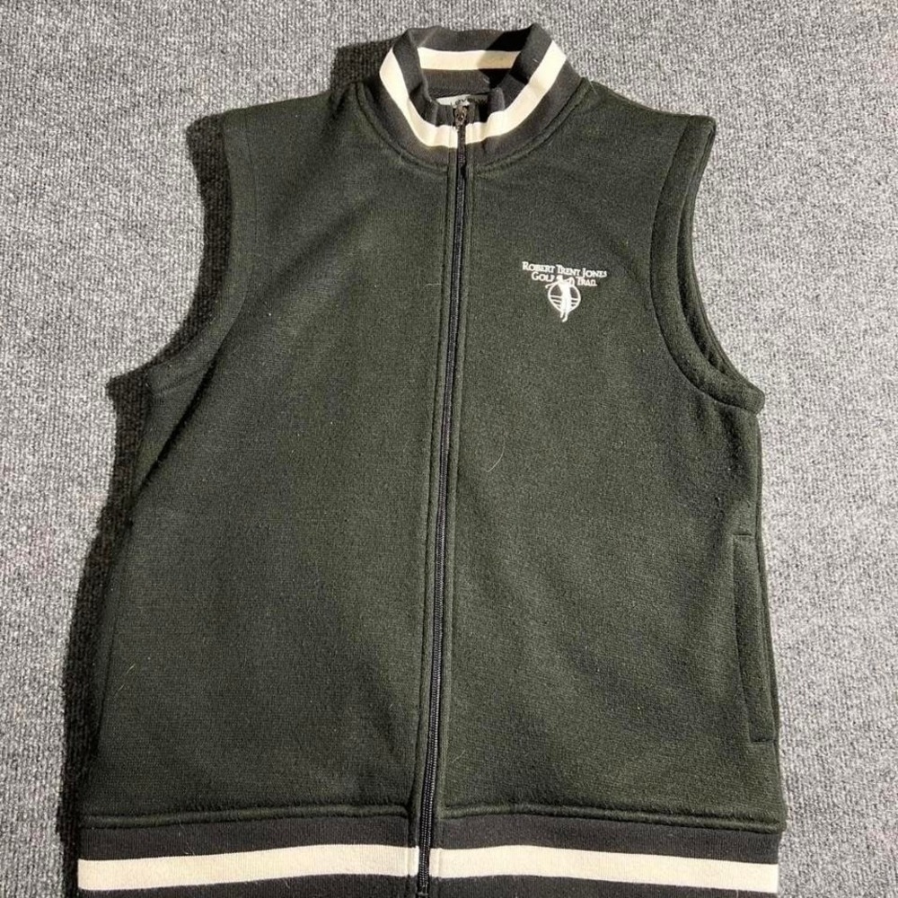 Levelwear Robert Trent Jones Golf Trail Vest Mens Medium Green Wool BlendFullZip